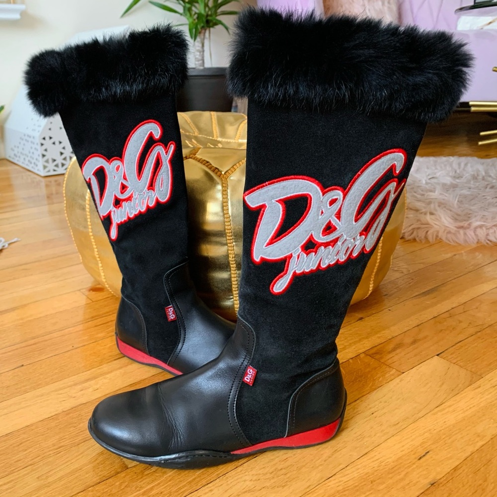 Dolce and Gabbana Junior black suede boots sz 6.5